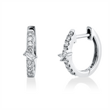 Creolen 18 kt WG, 2 Trap. 0,06 ct, TW-si, 16 Brill. 0,14 ct, TW-si