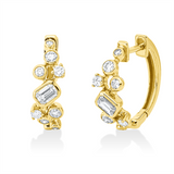 Creolen 18 kt GG, 2 Sm.schliff 0,26 ct, TW-si, 16 Brill. 0,35 ct, TW-si