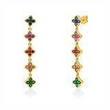 Ohrstecker 18 kt GG, 50 Saphire 1,57 ct multicolor