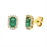 Ohrstecker 18 kt GG, 36 Dia. 0,14 ct, TW-si, 2 Smaragde 0,60 ct grün