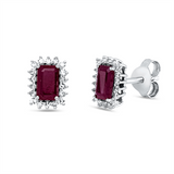 Ohrstecker 18 kt WG, 36 Dia. 0,14 ct, TW-si, 2 Rubine 1,00 ct rot