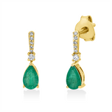 Ohrschmuck 18 kt GG, 2 Brill. 0,03 ct, TW-si, 10 Dia. 0,02 ct, TW-si, 2 Smaragde 0,45 ct grün
