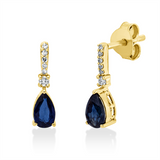 Ohrschmuck 18 kt GG, 2 Brill. 0,03 ct, TW-si, 10 Dia. 0,02 ct, TW-si, 2 Saphire 0,55 ct blau