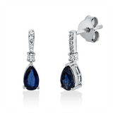 Ohrschmuck 18 kt WG, 2 Brill. 0,03 ct, TW-si, 10 Dia. 0,02 ct, TW-si, 2 Saphire 0,52 ct blau