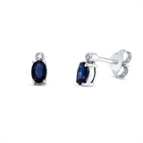 Ohrstecker 18 kt WG, 2 Brill. 0,02 ct, TW-si, 2 Saphire 0,60 ct blau