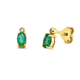 Ohrstecker 18 kt GG, 2 Brill. 0,02 ct, TW-si, 2 Smaragde 0,38 ct grün
