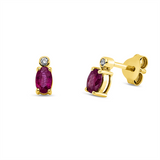 Ohrstecker 18 kt GG, 2 Brill. 0,02 ct, TW-si, 2 Rubine 0,35 ct rot