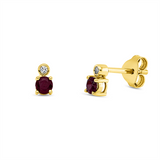 Ohrstecker 18 kt GG, 2 Brill. 0,02 ct, TW-si, 2 Rubine 0,22 ct rot