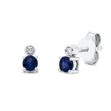 Ohrstecker 18 kt WG, 2 Brill. 0,02 ct, TW-si, 2 Saphire 0,22 ct blau