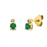 Ohrstecker 18 kt GG, 2 Brill. 0,02 ct, TW-si, 2 Smaragde 0,15 ct grün