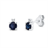 Ohrstecker 18 kt WG, 2 Brill. 0,03 ct, TW-si, 2 Saphire 0,63 ct blau