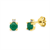 Ohrstecker 18 kt GG, 2 Brill. 0,03 ct, TW-si, 2 Smaragde 0,47 ct grün