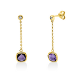 Ohrschmuck 18 kt GG, 2 Brill. 0,06 ct, TW-si, 2 Amethyste 1,60 ct lila
