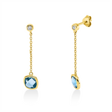 Ohrschmuck 18 kt GG, 2 Brill. 0,06 ct, TW-si, 2 Topase 2,22 ct blau