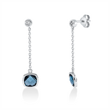 Ohrschmuck 18 kt WG, 2 Brill. 0,06 ct, TW-si, 2 Topase 2,11 ct Lond. blue