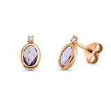 Ohrstecker 18 kt RG, 2 Brill. 0,03 ct, TW-si, 2 Amethyste 0,93 ct pink