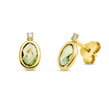 Ohrstecker 18 kt GG, 2 Brill. 0,03 ct, TW-si, 2 Peridot 0,86 ct