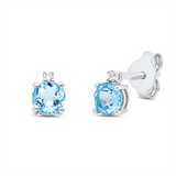 Ohrstecker 18 kt WG, 2 Brill. 0,02 ct, TW-si, 2 Topase 0,63 ct blau
