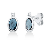 Ohrstecker 18 kt WG, 2 Brill. 0,03 ct, TW-si, 2 Topase 1,02 ct Lond. blue