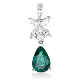 Anhänger 18 kt WG, mit Öse, 4 Nav. 0,54 ct, TW-si, 6 Brill. 0,14 ct, TW-si, 1 Smaragd 2,11 ct grün