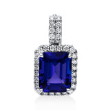 Anhänger 18 kt WG, mit Öse, 34 Brill. 0,82 ct, TW-si, 1 Tansanit 7,78 ct blau