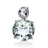 Anhänger 18 kt WG, 5 Brill. 0,03 ct, TW-si, 1 Amethyst 3,50 ct grün, 1 Amethyst 0,30 ct grün