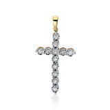 Anhänger 14 kt GG+WG, mit Öse, 12 Brill. 0,24 ct, TW-si