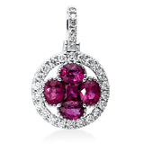 Anhänger 18 kt WG, mit Öse, 29 Brill. 0,23 ct, TW-si, 5 Rubine 1,30 ct rot