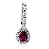 Anhänger 18 kt WG, mit Öse, 12 Brill. 0,05 ct, TW-si, 1 Rubin 0,18 ct rot