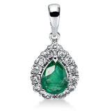 Anhänger 18 kt WG, mit Öse, 13 Brill. 0,36 ct, TW-si, 1 Smaragd 0,63 ct grün