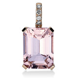Anhänger 18 kt RG, 4 Brill. 0,10 ct, TW-si, 1 Morganit 7,10 ct pink