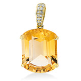 Anhänger 18 kt GG, mit Öse, 13 Brill. 0,06 ct, TW-si, 1 Citrin 7,90 ct gelb