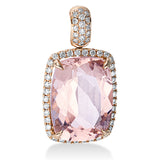 Anhänger 18 kt RG, mit Öse, 54 Brill. 0,28 ct, TW-si, 1 Morganit 7,10 ct rosa