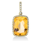 Anhänger 18 kt GG, mit Öse, 44 Brill. 0,16 ct, TW-si, 1 Citrin 6,60 ct