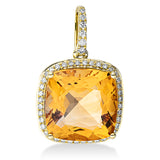 Anhänger 18 kt GG, mit Öse, 46 Brill. 0,21 ct, TW-si, 1 Citrin 7,40 ct gelb