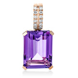 Anhänger 18 kt RG, mit Öse, 12 Brill. 0,13 ct, TW-si, 1 Amethyst 7,00 ct lila
