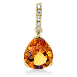 Anhänger 18 kt GG, mit Öse, 5 Brill. 0,11 ct, TW-si, 1 Citrin 3,50 ct mandarin