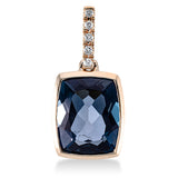 Anhänger 18 kt RG, mit Öse, 5 Brill. 0,04 ct, TW-si, 1 Topas 4,00 ct Lond. blue