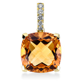 Anhänger 18 kt GG, mit Öse, 5 Brill. 0,09 ct, TW-si, 1 Citrin 6,00 ct mandarin