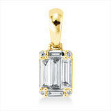 Anhänger 18 kt GG, mit Öse, 2 Bag. 0,03 ct, E-vsi, 3 Bag. 0,17 ct, E-vsi, 4 Brill. 0,01 ct, TW-si