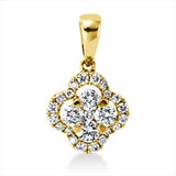 Anhänger 18 kt GG, mit Öse, 9 Brill. 0,08 ct, TW-si, 4 Brill. 0,24 ct, TW-si, 12 Brill. 0,07 ct, TW-si