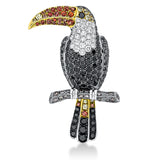 Brosche 18 kt WG+GG,26 Brill. 0,42 ct,131 Brill. 2,05 ct, schwarz, 18 Brill.0,21 ct, braun,35 Saphire 0,55 ct