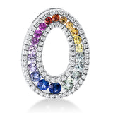 Anhänger 18 kt WG, 72 Brill. 0,42 ct, TW-si, 20 Saphire 1,35 ct multicolor