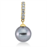 Anhänger 18 kt GG, mit Öse, 6 Brill. 0,11 ct, W-si, 1 TA silbergrau 8 mm