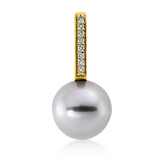 Anhänger 18 kt GG, 8 Brill. 0,04 ct, TW-si, 1 TA silbergrau 8 mm