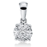 Anhänger 18 kt WG, mit Öse, 1 Princ. 0,05 ct, TW-si, 4 Nav. 0,21 ct, TW-si