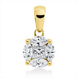 Anhänger 18 kt GG, mit Öse, 1 Princ. 0,11 ct, TW-si, 4 Nav. 0,22 ct, TW-si