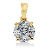 Anhänger 18 kt GG, mit Öse, 1 Princ. 0,11 ct, TW-si, 4 Nav. 0,30 ct, TW-si