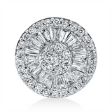 Anhänger 18 kt GG, Fassung rhodiniert, 22 Trap. 0,47 ct, TW-si, 34 Brill. 0,26 ct, TW-si