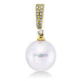 Anhänger 18 kt GG, 19 Brill. 0,11 ct, TW-si, 1 SS weiß 12,5 mm